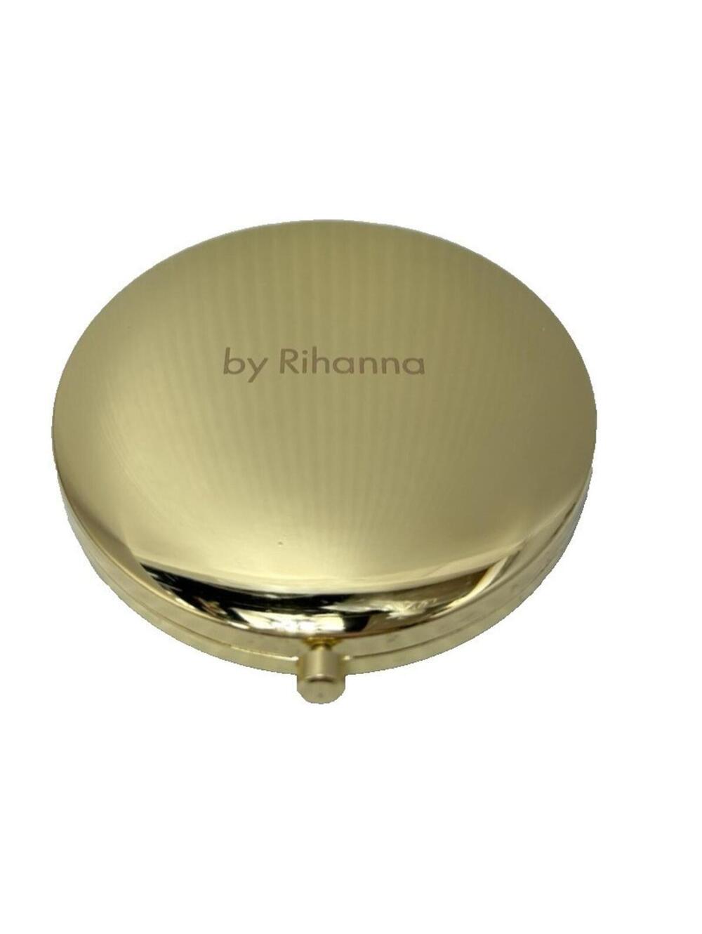 Rihanna Gold Tone Pocket Mirror Small Round Compact 2-Sided Makeup Beauty Mirror